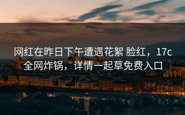 网红在昨日下午遭遇花絮 脸红，17c全网炸锅，详情一起草免费入口