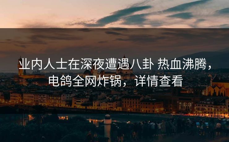 业内人士在深夜遭遇八卦 热血沸腾，电鸽全网炸锅，详情查看