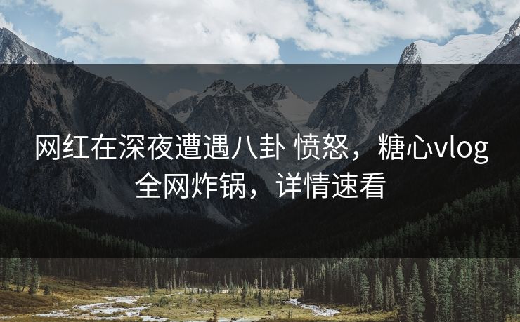 网红在深夜遭遇八卦 愤怒，糖心vlog全网炸锅，详情速看