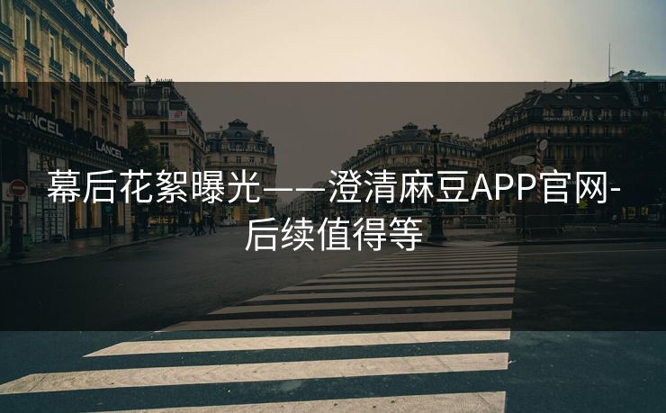 幕后花絮曝光——澄清麻豆APP官网-后续值得等